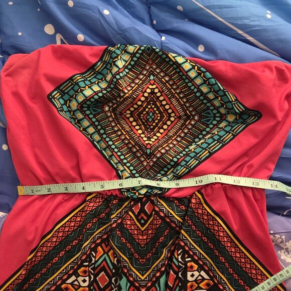 Bongo Multicolor Strapless Geometric Pullover Knee Length Sundress Women Size M - Picture 3 of 5